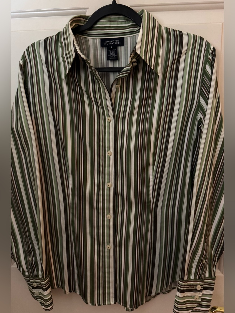Jones New York Signature Shirt 100% Cotton Woman’s Shirt Size Large - Picture 3 of 12
